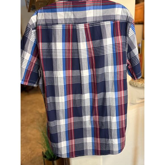 US POLO ASSN. Men's RED WHITE AND BLUE PLAID MADRAS WOVEN SHIRT Large - Picture 6 of 6